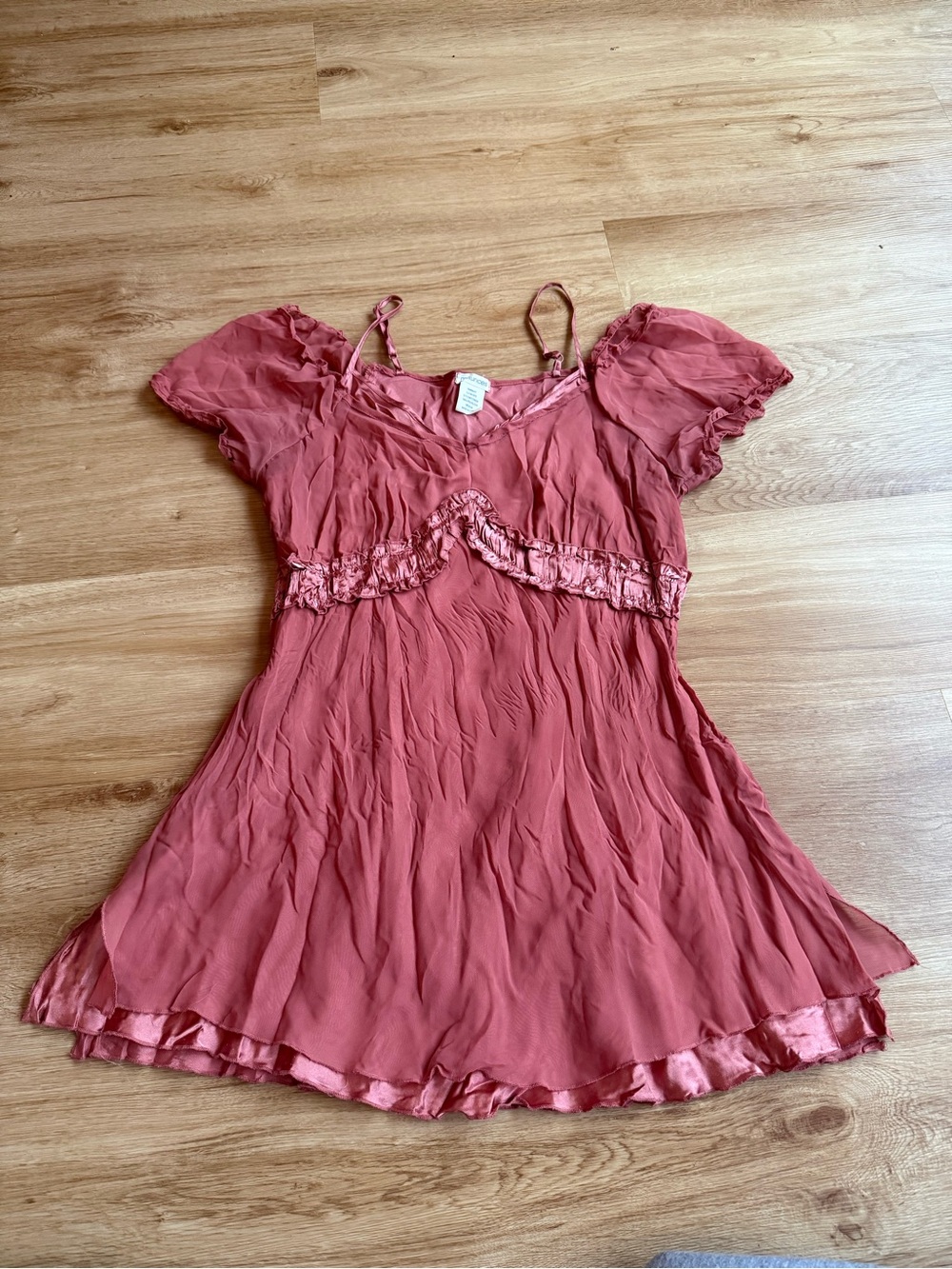 Vintage Maurices Dusty Rose Ruffle-Sleeve Casual Blouse Size Small Medium